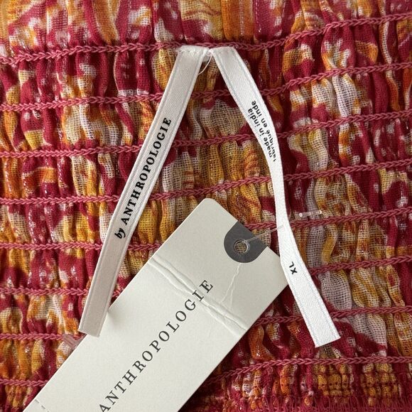 Anthropologoie Jumpsuit Women 1X Orange Harem Tropical Floral Birds Beach Cruise - Picture 4 of 6